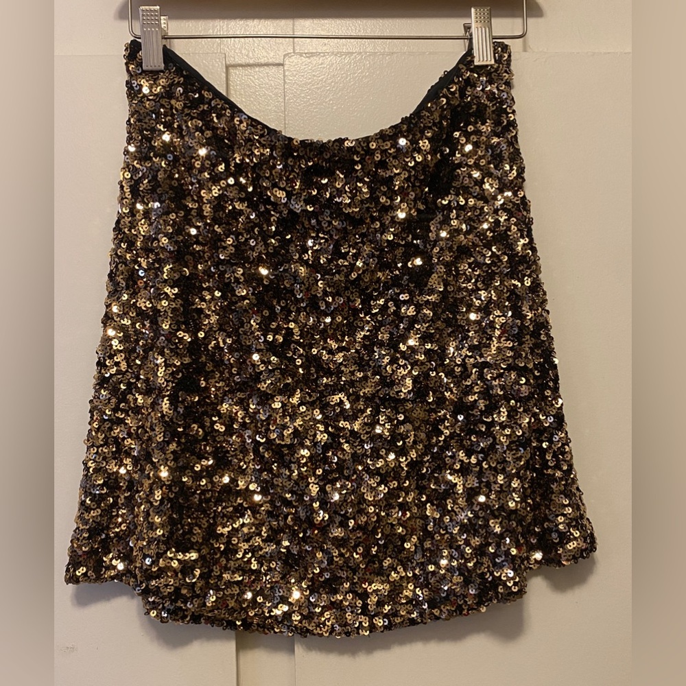 Zara, gold sequin , mini skirt.